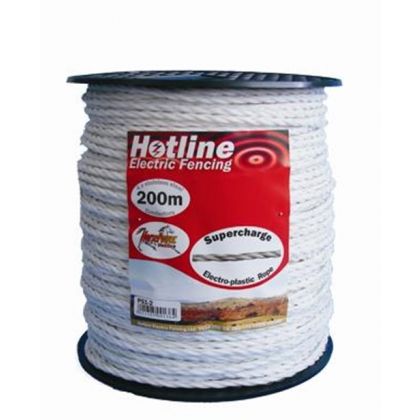 Value Plus Paddock Rope - White - 200m by 6mm
